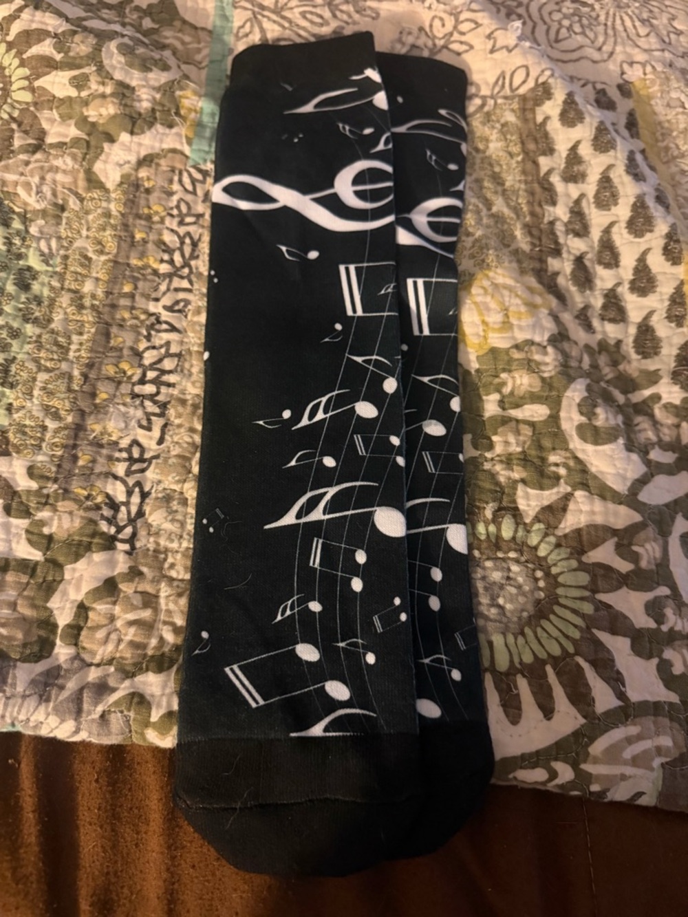 Men's Black Music Note Casual Socks